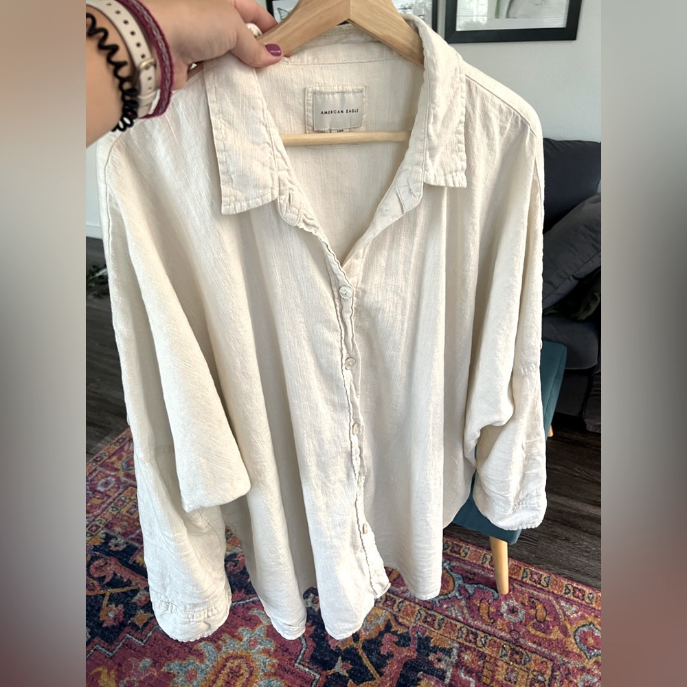 AMERICAN EAGLE linen oversized button down shirt